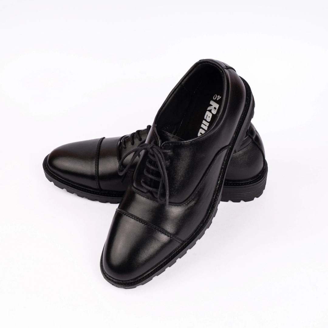 Reno Leather Formal Shoes-Black-RF2040